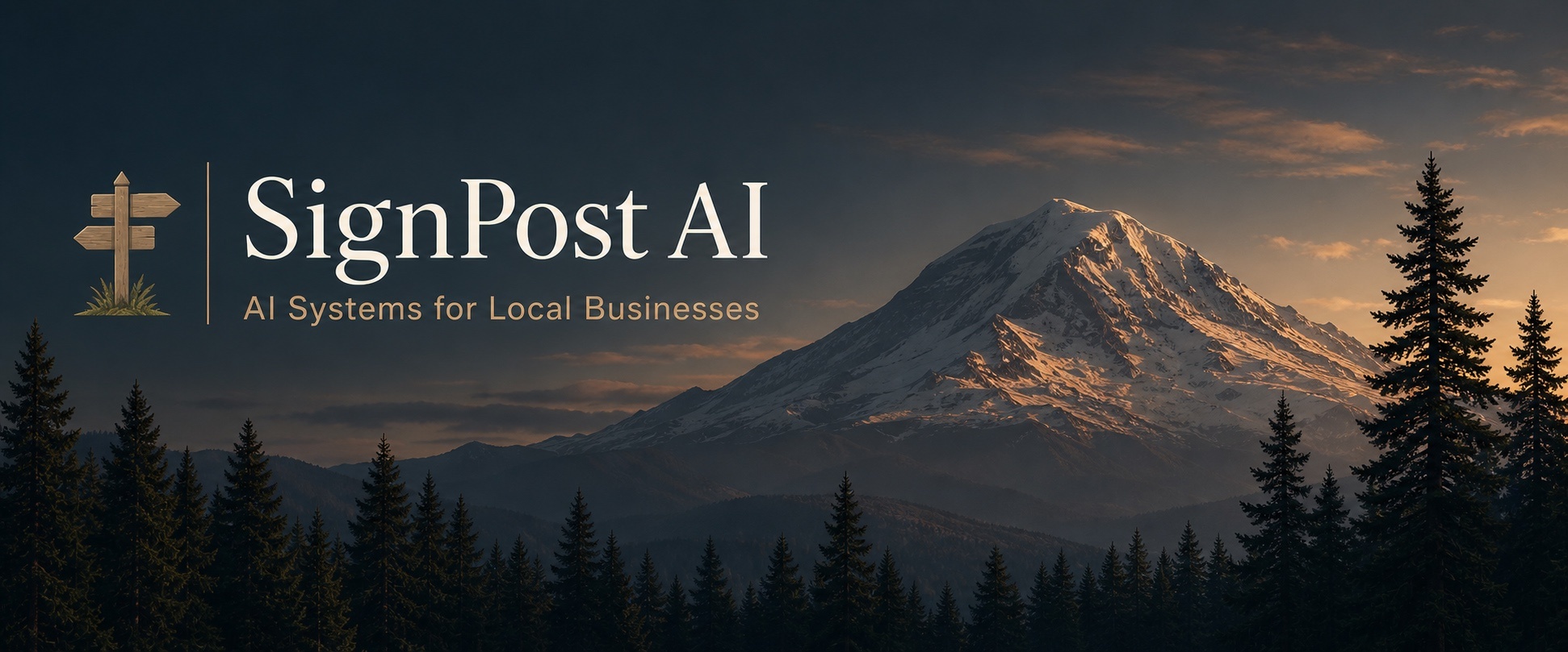 SignPost AI Pacific Northwest banner with Mount Rainier